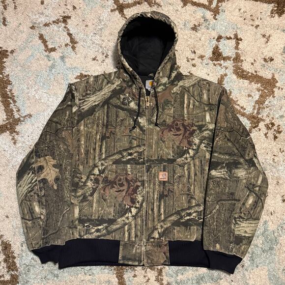 Carhartt Camo Canvas Jacket Size Large Mossy Oak Camouflage Hunting J221 314 - Picture 1 of 8